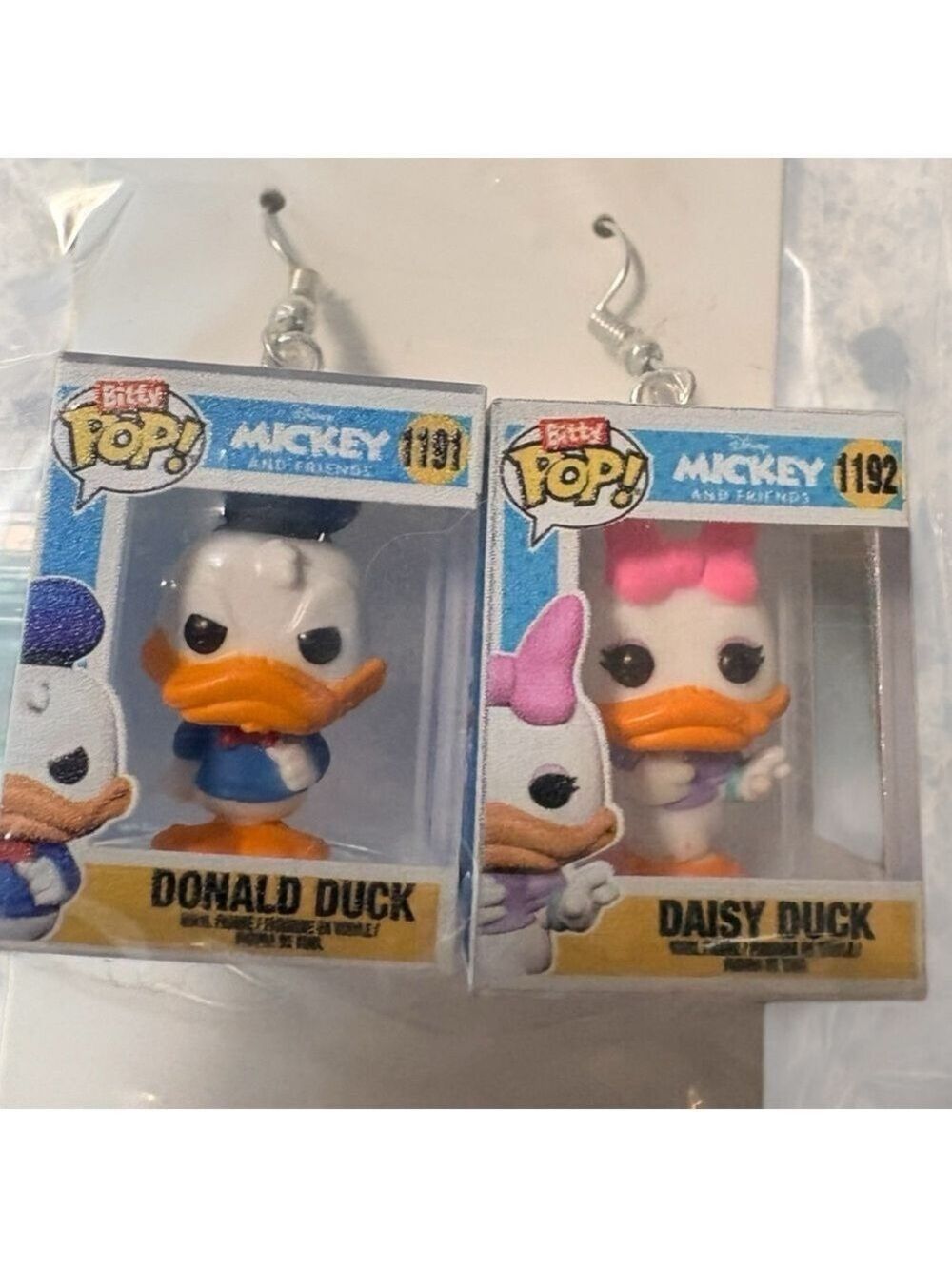 Funko Bitty Pop! Disney Mickey & Friends Donald & Daisy Duck Earrings Upcycled